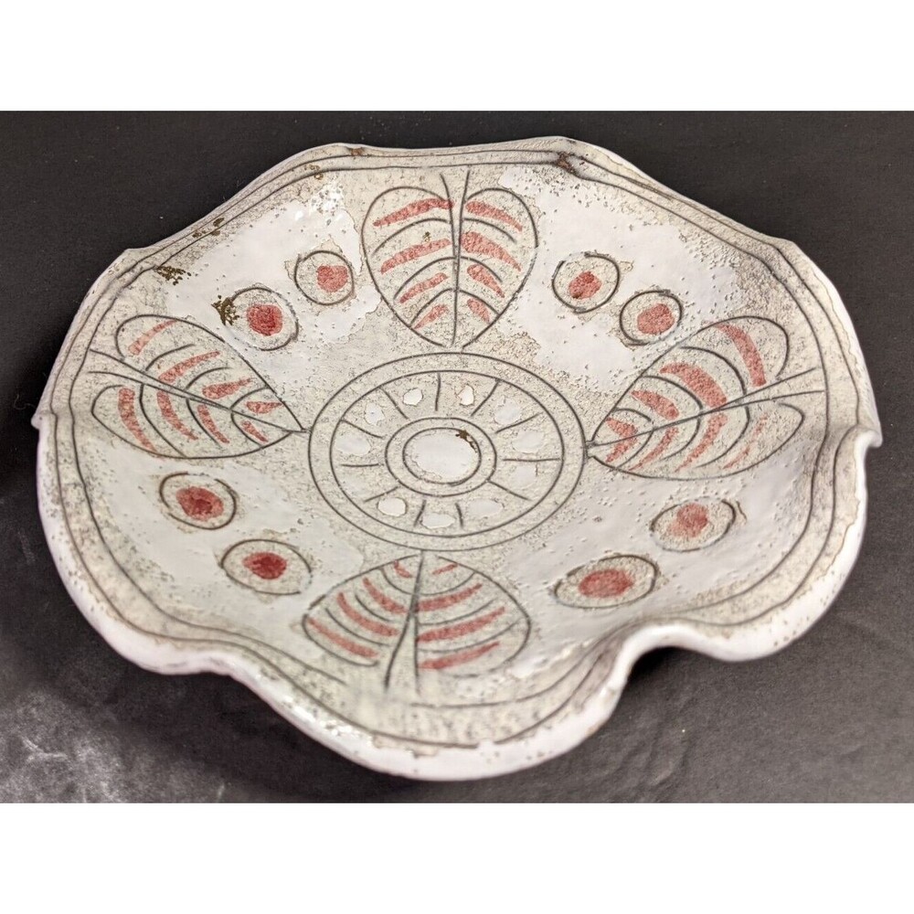 Vintage Italian Stoneware Trinket Dish ~ Hand Crafted ~ Textured and Etched